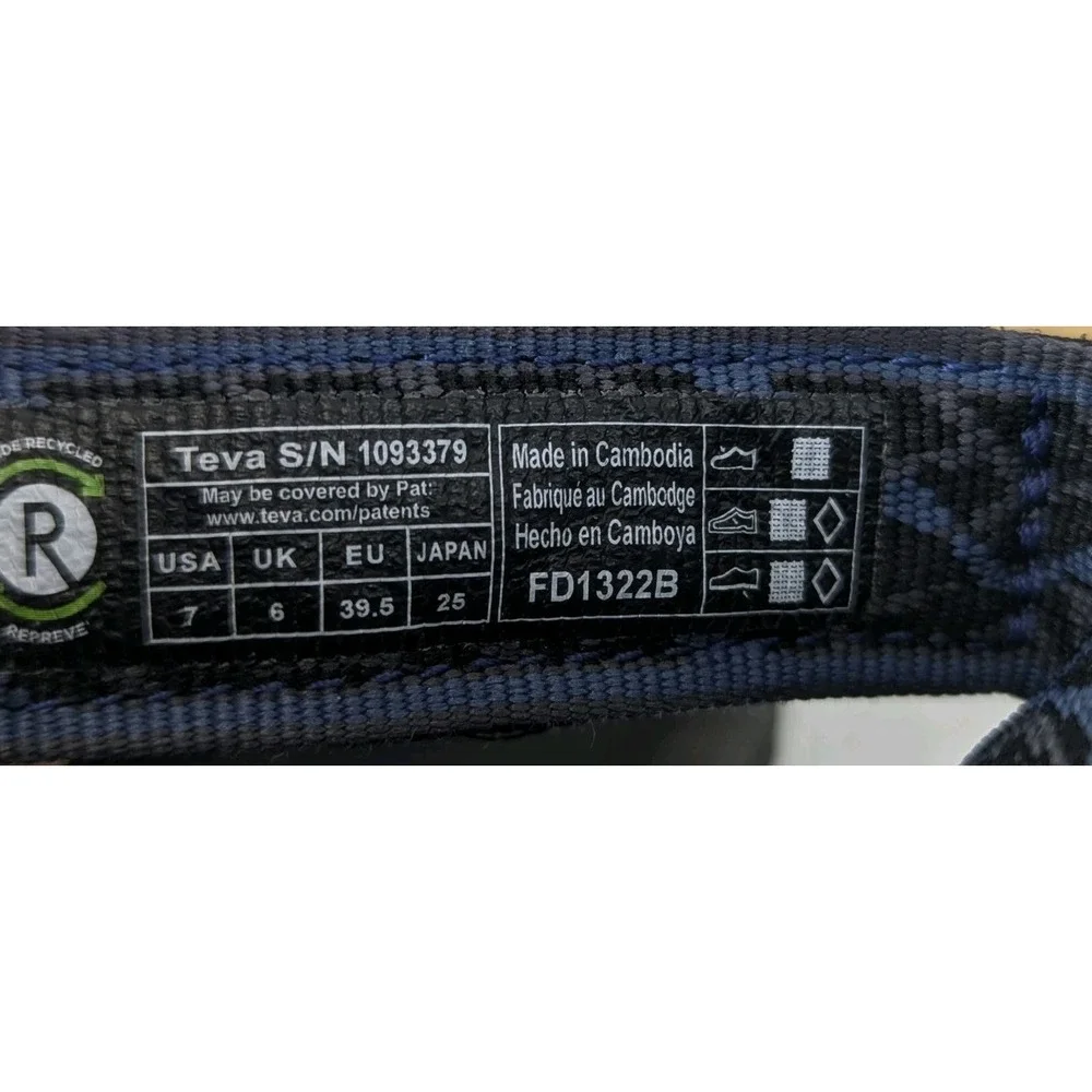 Teva Sport Sandals Mens 7 Black Blue Aztec Hurricane 4 Strappy Outdoor Hike